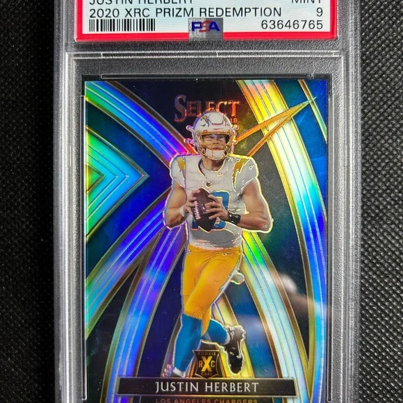 2019 Select Justin Herbert XRC Rookie #303 Silver Prizm Redemption PSA 9 MINT - Picture 3 of 3